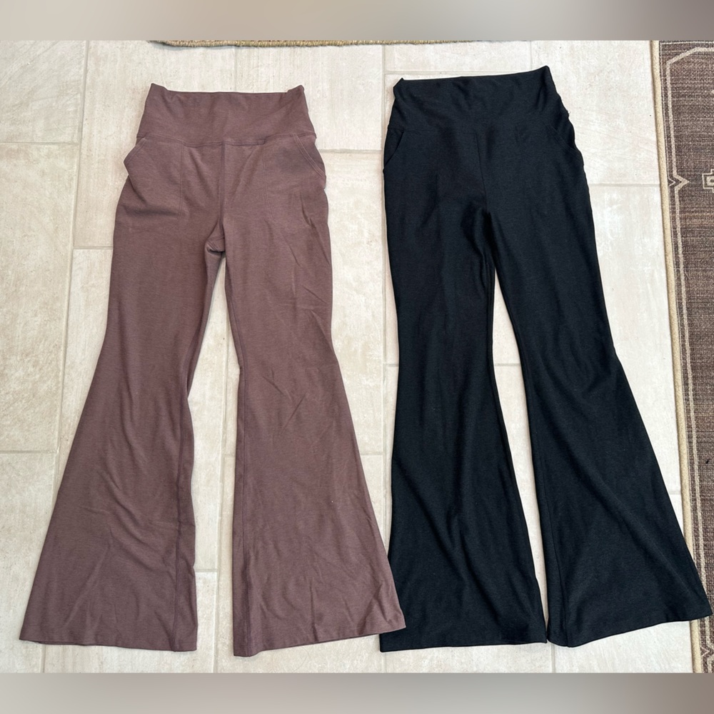 Beyond Yoga Spacedye All Day Flare High Waisted Pant - Truffle & Darkest Night L